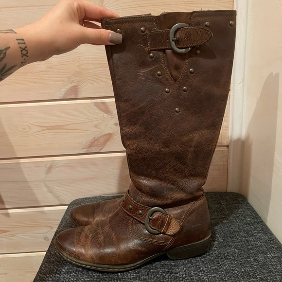 B.O.C. THICK DISTRESSED LEATHER KNEE HIGH RIDING BOOTS - SIZE 6.5 - Picture 2 of 13